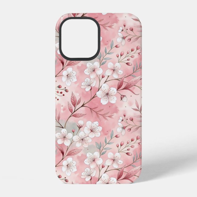 Coque iPhone Motif de fleurs Sakura rose (Verso)