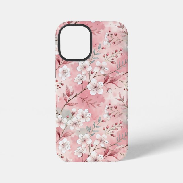 Coque iPhone Motif de fleurs Sakura rose (Verso)
