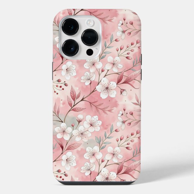 Coque iPhone Motif de fleurs Sakura rose (Verso)