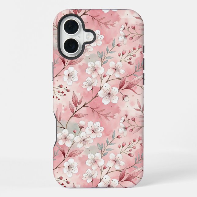 Coque iPhone Motif de fleurs Sakura rose (Verso)