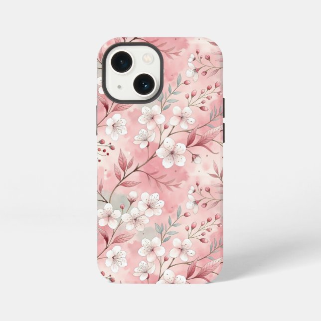Coque iPhone Motif de fleurs Sakura rose (Verso)