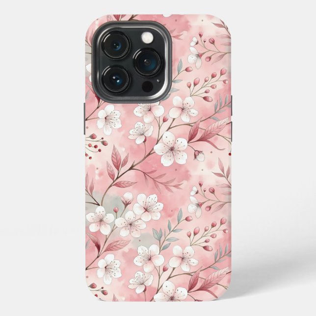 Coque iPhone Motif de fleurs Sakura rose (Dos)
