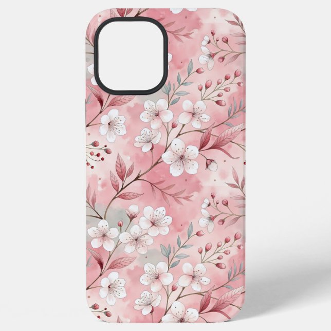 Coque iPhone Motif de fleurs Sakura rose (Verso)
