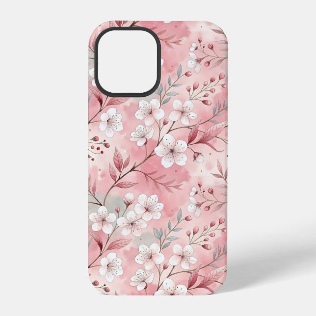 Coque iPhone Motif de fleurs Sakura rose (Verso)
