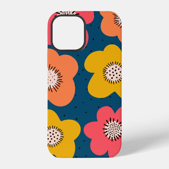 Coque iPhone Motif de fleurs sans couture. Flores audacieuses s (Verso)