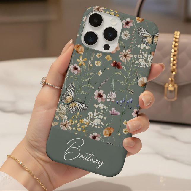 Coque iPhone Motif de fleurs sauvages aquarelle boho  (Créateur téléchargé)