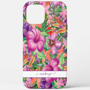 Coque iPhone 12 Pro Max Motif de fleurs tropicales girly et jolies