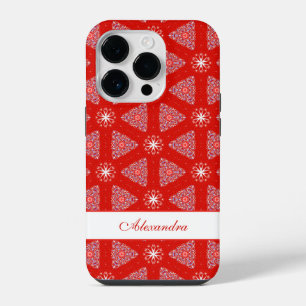 Coque Pour iPhone 14 Plus Motif de Flocon de neige rouge de Noël Personnalis