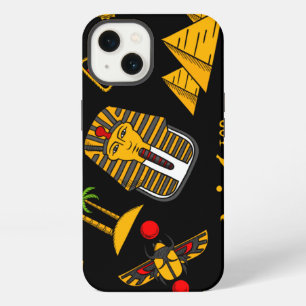 Etui iPhone 13 Motif de fond hiéroglyphique égyptien antique