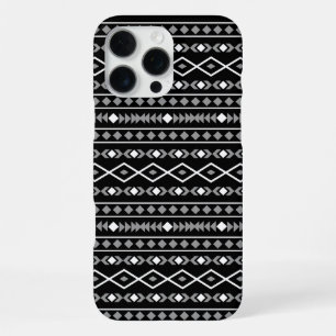 Coque iPhone 16 Pro Max Motif de formes aztèques blanc gris noir
