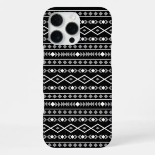 Coque iPhone 16 Pro Max Motif de formes aztèques gris blanc noir