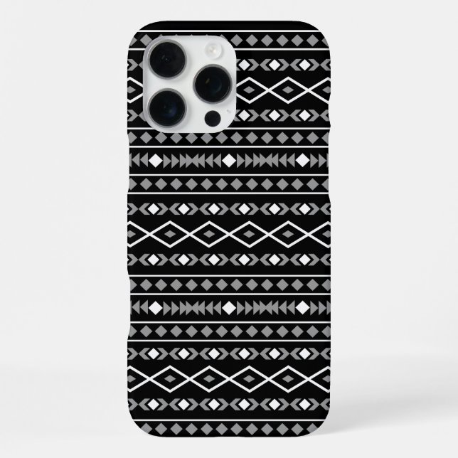 Coque iPhone Motif de formes aztèques gris blanc noir (Verso)