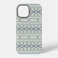 Motif de formes aztèques rouille crème bleu sarcel