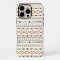 Motif de formes aztèques rouille sarcelle crème