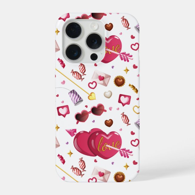 Coque iPhone Motif de friandises et de cœurs roses fun pour la  (Verso)