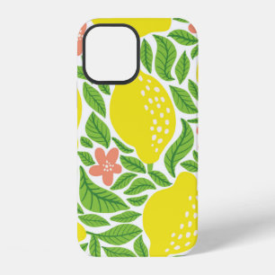 Coque iPhone 12 Motif de fruit citron. Motif de citrons d'été sans