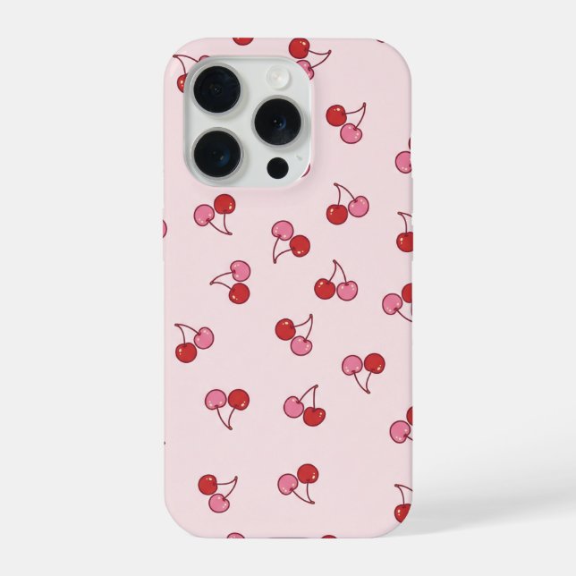 Coque iPhone Motif de fruit de cerise rose mignon (Verso)