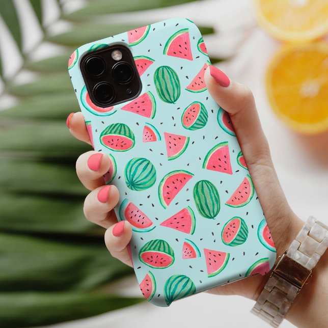 Coque iPhone Motif de fruits d'été | Pastèque | rouge vert iPho (Créateur téléchargé)