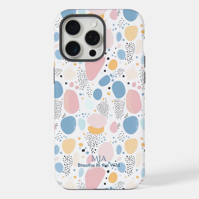 Coque iPhone Motif de galets pastel abstrait doux (Verso)