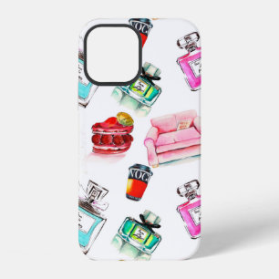 Coque iPhone 12 Motif de glamour de mode sans couture à l'aquarell