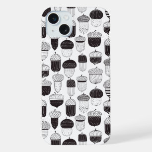 Coque iPhone 15 Plus Motif de glands doodle automne