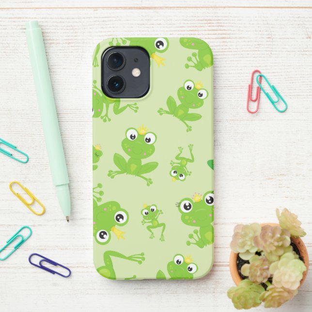 Coque iPhone Motif de grenouille, Grenouilles mignonnes, Grenou (Sur le bureau)