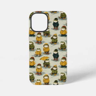 Coque iPhone 12 Mini Motif de grenouilles fantaisistes en imperméables