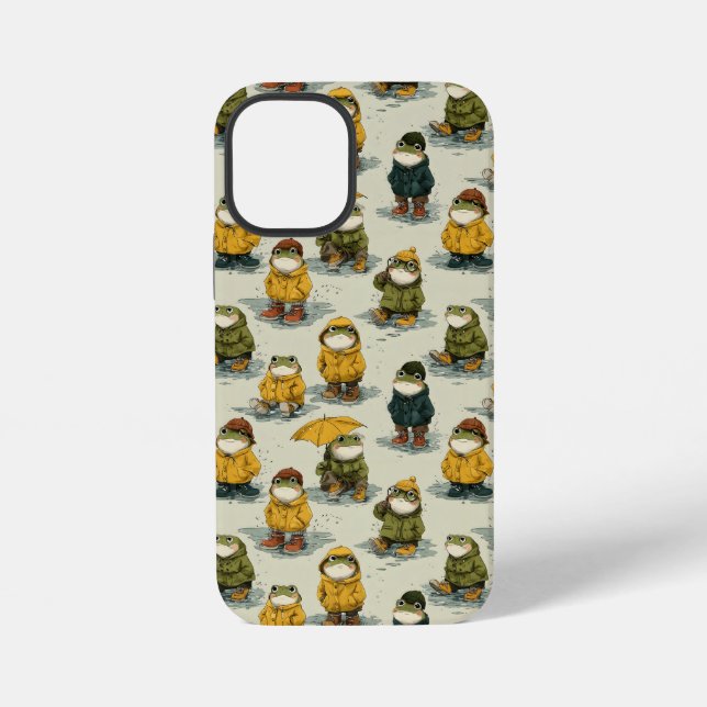 Coque iPhone Motif de grenouilles fantaisistes en imperméables (Verso)