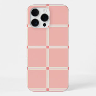 Coque iPhone 16 Pro Max Motif de grille rose pâle avec accent de corail