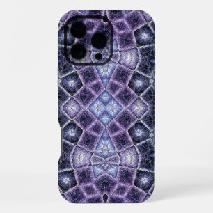 Coque iPhone 16 Pro Max Motif de kaléidoscope géométrique violet et bleu
