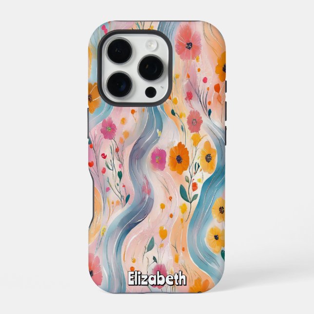 Coque iPhone Motif de la rivière Floral (Verso)