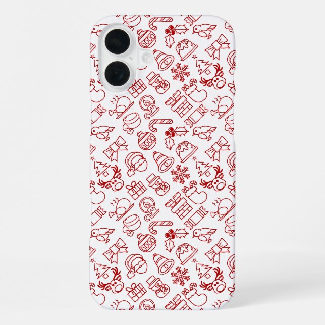 Coque iPhone Motif de l'icône de Noël rouge (Verso)
