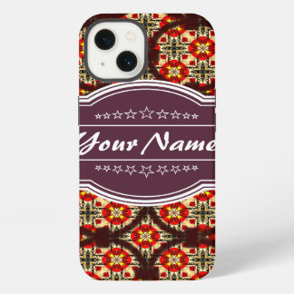 Etui iPhone 13 Motif de lien circulaire avec nom personnalisé