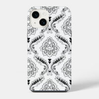 Motif de ligne damassé Rococo noir sur blanc