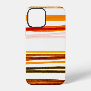 Coque iPhone 12 Motif de lignes blanches. Dessin à l'encre de rayu