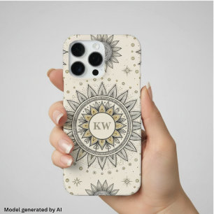 Coque iPhone 16 Pro Max Motif de mandala gris or