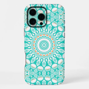 Coque iPhone 16 Pro Max Motif de mandala océan turquoise et beige