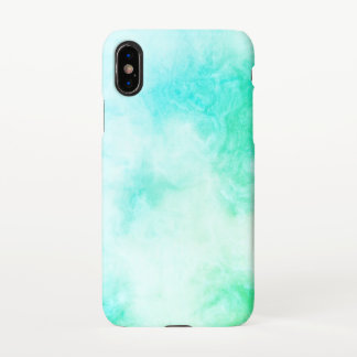 Coque iPhone X Motif de Marbre blanc Abstrait de bleu clair