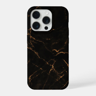 Coque iPhone 15 Pro Motif de marbre de pierre noire élégant