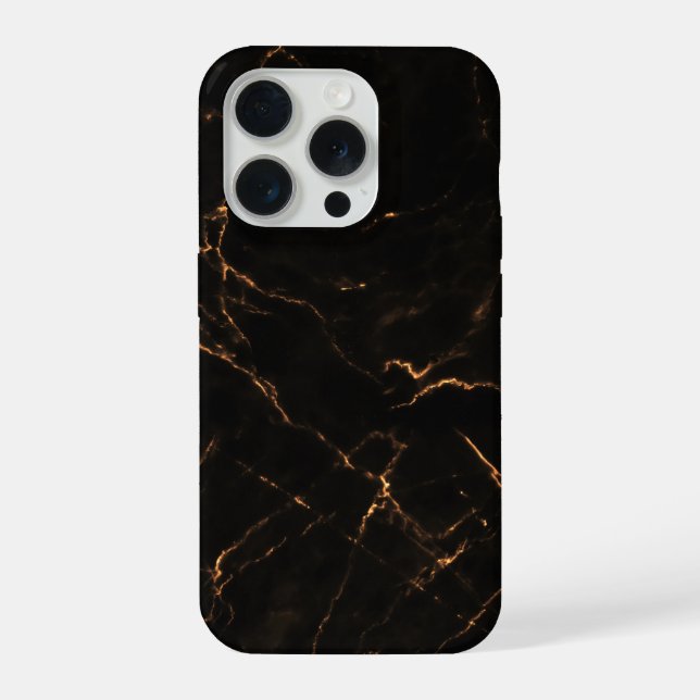 Coque iPhone Motif de marbre de pierre noire élégant (Verso)