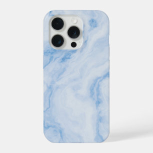 Coque iPhone 15 Pro Motif de marbre en pierre bleue élégant