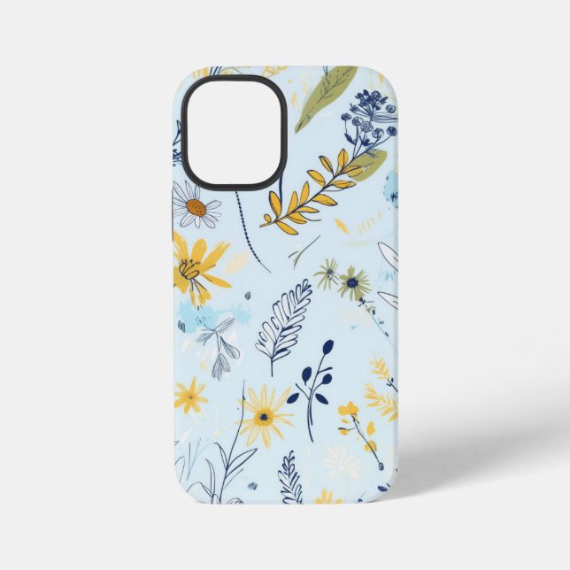 Coque iPhone Motif de marguerite bleu et jaune (Verso)