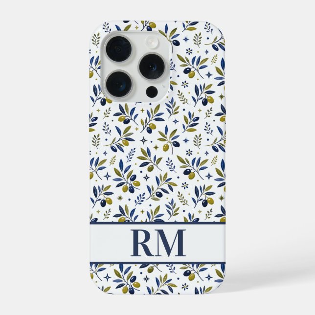 Coque iPhone Motif de monogramme à l'olive de style country fra (Verso)