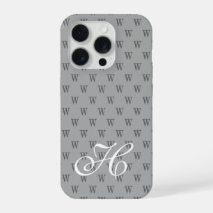 Coque iPhone 15 Pro Motif de monogramme noir et blanc élégant moderne