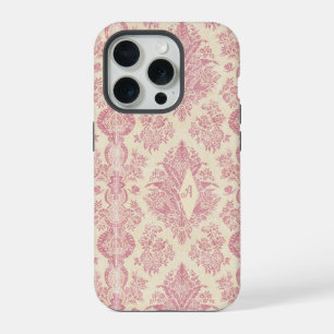 Coque iPhone 15 Pro Motif de monogramme rose victorien Damas