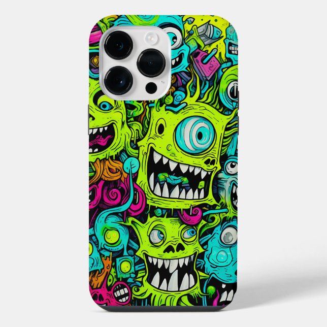 Coque iPhone Motif de monstre vert effrayant (Verso)