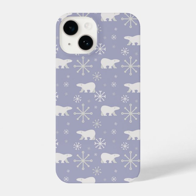 Coque iPhone Motif de Noël avec ours polaires et flocons de nei (Verso)
