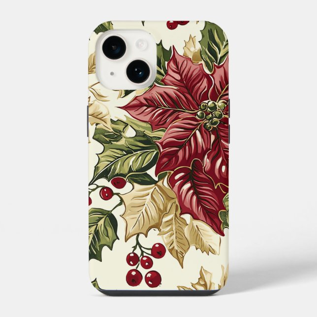 Coque iPhone Motif de Noël floral de Poinsettia (17) (Verso)