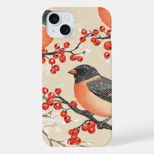 Coque iPhone 15 Plus Motif de Noël Oiseau Rustique et Poinsettia (20)