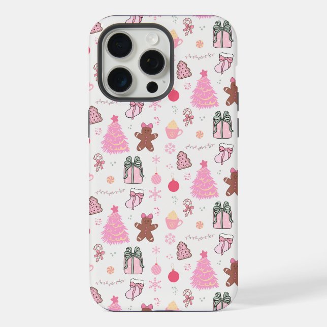 Coque iPhone Motif de Noël rose (Verso)